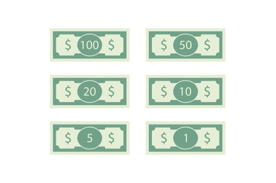 Dollars banknote of set. 100 and 50 bill