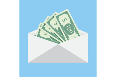 Salary cash in envelope isolated, vector