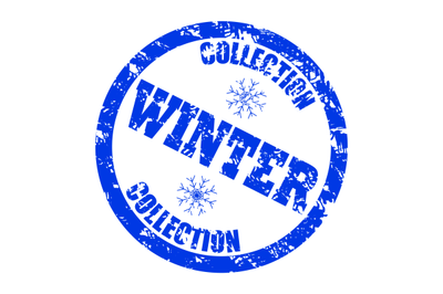 Winter collection stamp for retail store isolated