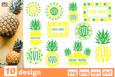 10 Monogram frames pineapple cricut svg