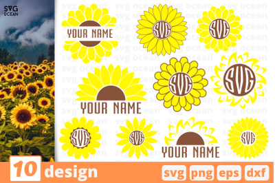 10 Monogram frames sunflower cricut svg