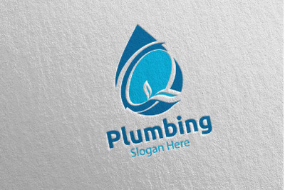 Plumbing Logo with Water and Fix Home Concept 71