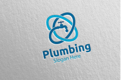 Plumbing Logo with Water and Fix Home Concept 72