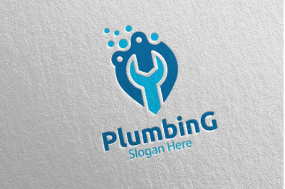 Pin Plumbing Logo with Water and Fix Home Concept 81