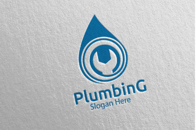 Plumbing Logo with Water and Fix Home Concept 82