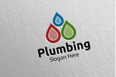 Plumbing Logo with Water and Fix Home Concept 83