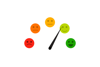 Credit indicator with mood face sad and cheerful