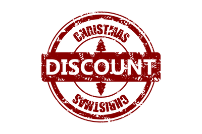 Discount christmas rubber stamp isolated on white