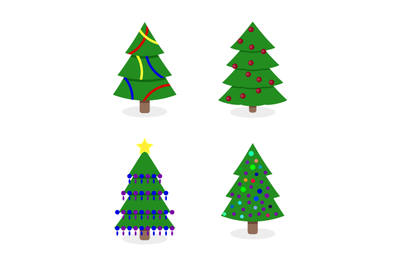 Decorated christmas tree collection illustration