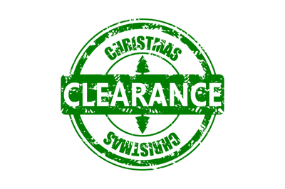 Clearance christmas rubber stamp isolated on white