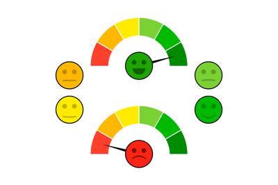 Color indicator arrow with face mood