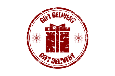 Gift delivery rubber stamp to christmas holiday