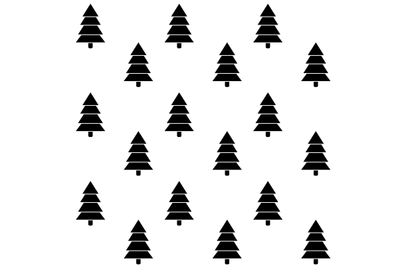 Tree christmas monochrome seamless pattern