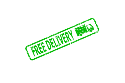 Green rubber stamp free delivery cargo