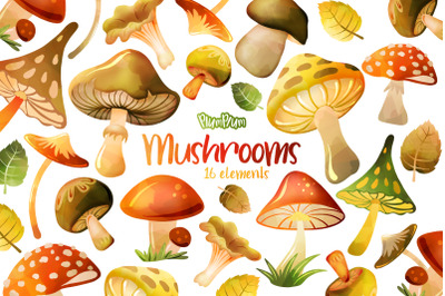 Mushroom Watercolor Cliparts