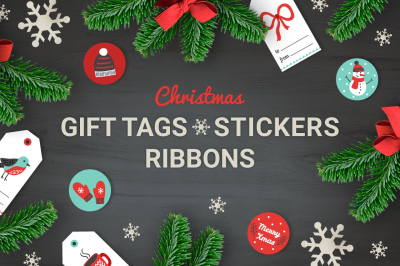 Christmas Gift Tags, Stickers, Ribbons