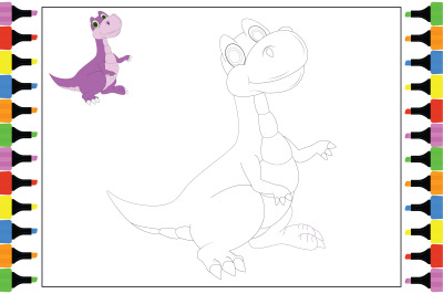coloring dinosaur for kids, simple vector illustration