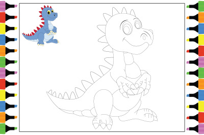 coloring dinosaur for kids&2C; simple animal drawing  illustration