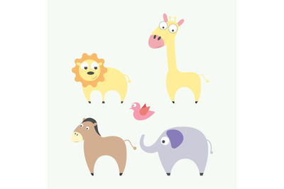 cute animal cartoon simple vector illustration