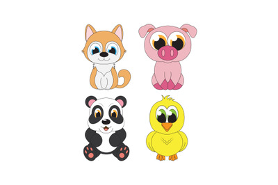 cute animal cartoon simple vector illustration