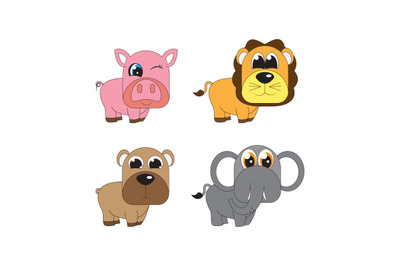 cute animal cartoon simple vector illustration