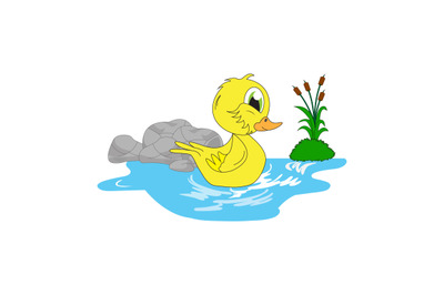 cute duck cartoon simple vector illustration