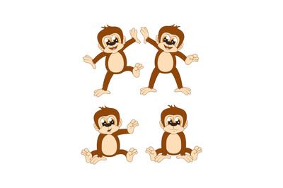 cute monkey simple vector illustration