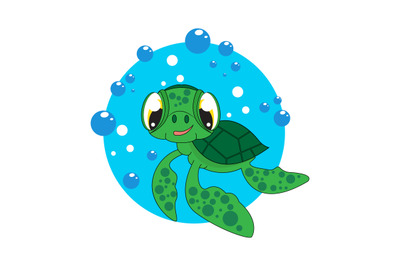 cute turtle cartoon, simple vector illustration