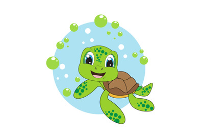 cute turtle cartoon, simple vector illustration