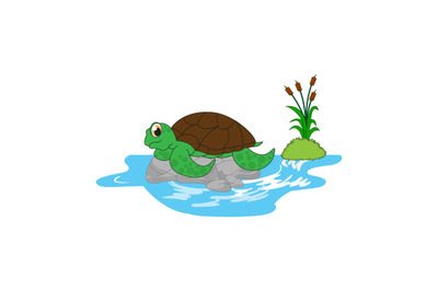 cute turtle cartoon, simple vector illustration