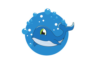 cute whale cartoon simple vector illustration