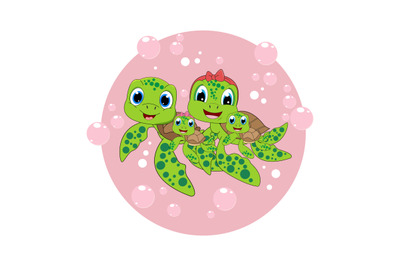 cute turtle cartoon, simple vector illustration