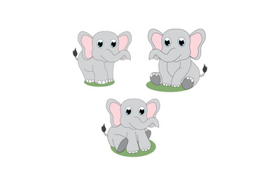 cute elephant  cartoon simple vector illustration