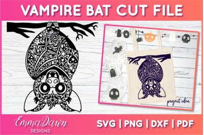 Vampire Bat SVG | Halloween Zentangle Cut File