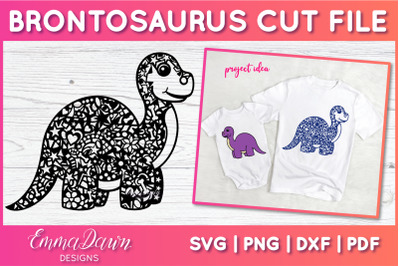 Brontosaurus SVG | Dinosaur Zentangle Cut File