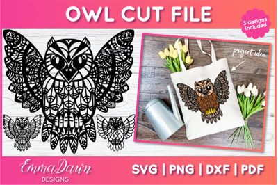 Owl SVG | 3 Zentangle Cut Files