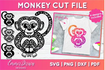 Monkey SVG | Zentangle Cut File