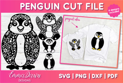 Penguin SVG | 4 Zentangle Cut Files