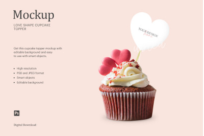 Love Shape Cupcake Topper Mockup | Compatible With Affinity Designer