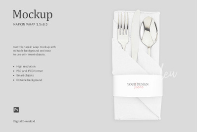 Napkin Wrap 3.5x8.5 Mockup | Compatible With Affinity Designer