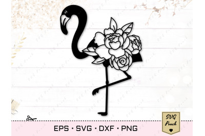 Floral flamingo SVG