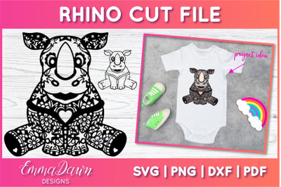 Rhino SVG | Zentangle Cut File
