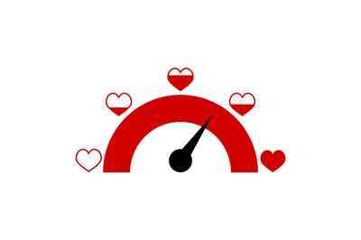 Love indicator with red hearts for mobile app