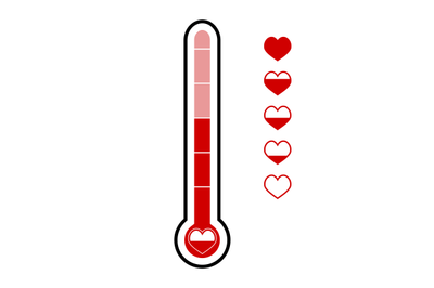 Love meter vector, level of thermometer isolated