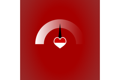 Indicator for measure love isolated on red background