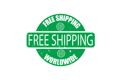 Free shipping wordwide rubber green stamp isolated on white background