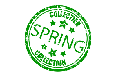 Spring collection rubber stamp, concept consumerism vector