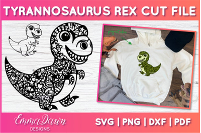 T - Rex SVG | Dinosaur Zentangle Cut File