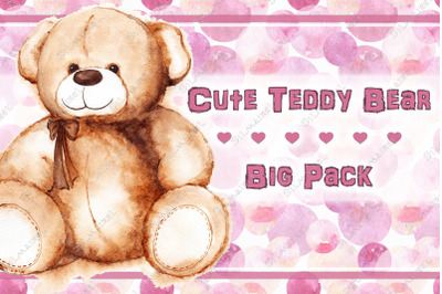 Watercolor cute Teddy Bear illustration set - Big Pack
