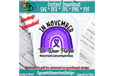 In October We Wear Purple svg, Rainbow, Fight for a Cure svg, Pancreat